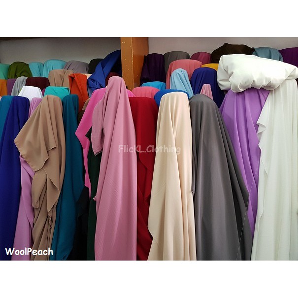 Bahan Kain Woolpeach Wolfis Wolvis Gamis Syari Dress Jilbab Kerudung Cadar Gaun