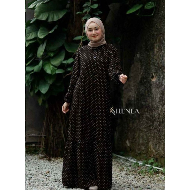Dress Gamis Baju Lebaran Kancing Jumbo ld 130 Fashion Muslim Terbaru