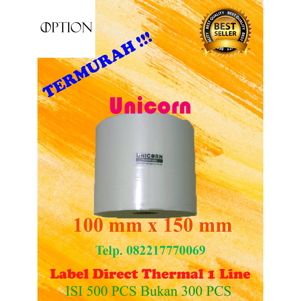 

Unicorn Label Direct Thermal Kertas Sticker 100 x 150 mm / 100x150 / 100 x 150 500 pcs 1 Line