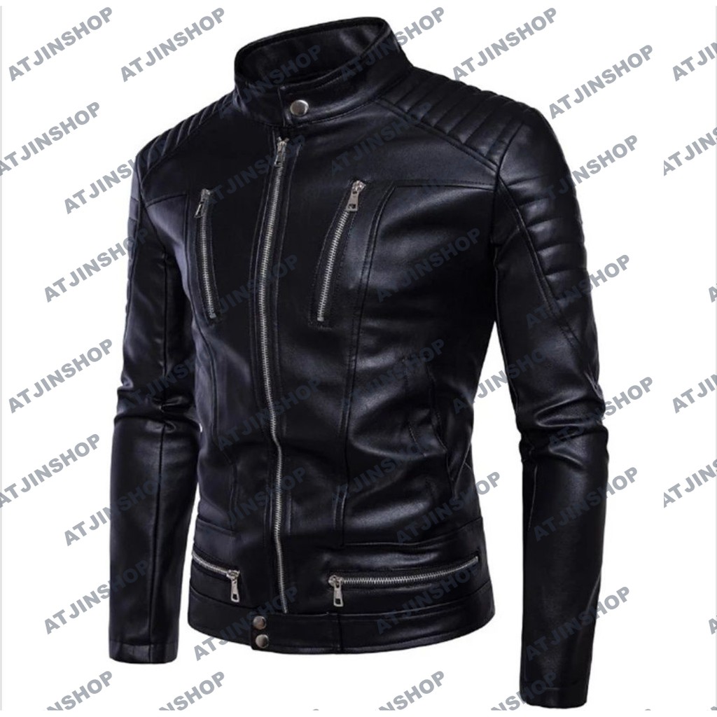 Jaket kulit Motor Pria Bikers Board Man (BBM) Bahan Vienna 100% [ Full Black dan Full Brown]