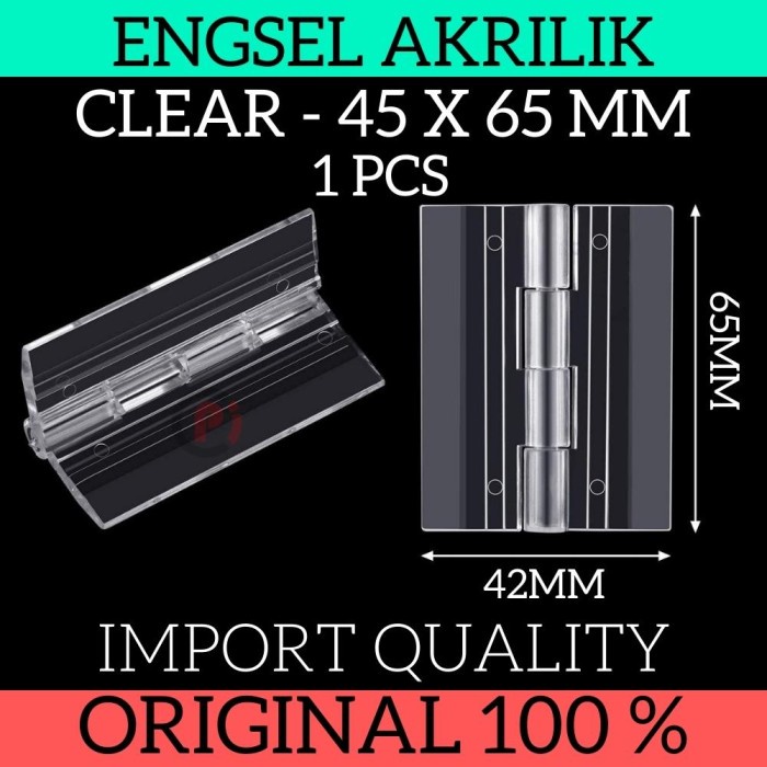 Engsel Hinge Akrilik Acrylic Transparan Clear Ukuran 42 x 65 mm