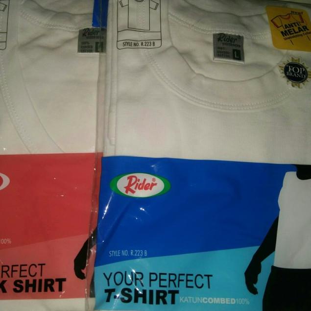 ➾ kaos oblong pria rider kerah o dan v kaos dalam celana dalam polos - Putih, XL ۝