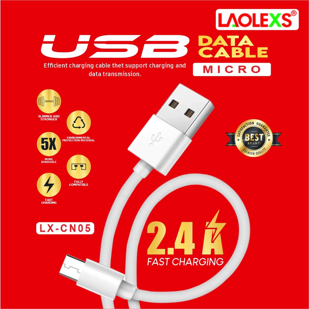 Kabel Data LC CN05 MICRO / Fast Charging 2.4A LAOLEXS - Strong Kabel / Rubber (Garansi Resmi 12 Bulan)