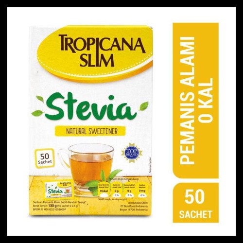 

Tropicana slim stevia Natural sweetener 50 sachet 130 gr