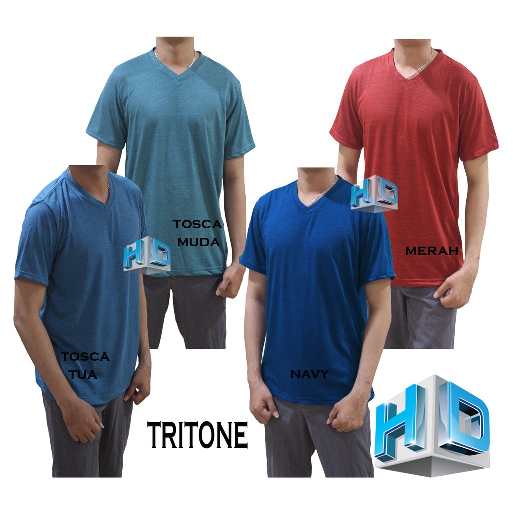 HD kaos polos TRITONE pria TRITONE polos lengan pendek 