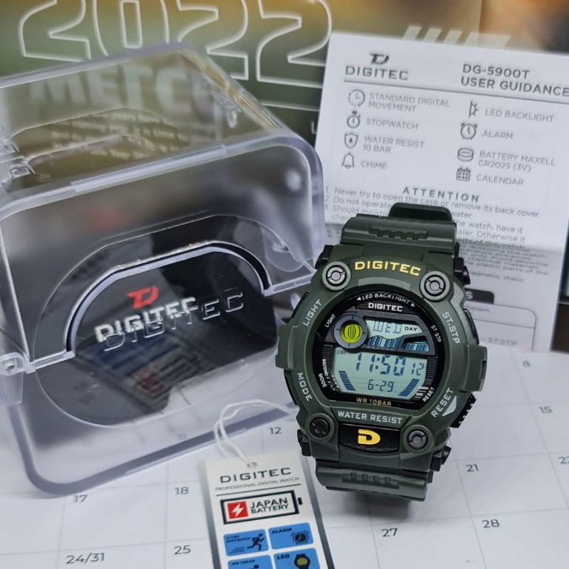 Jam Tangan Pria Digital DIGITEC DG-5900T Rubber Original