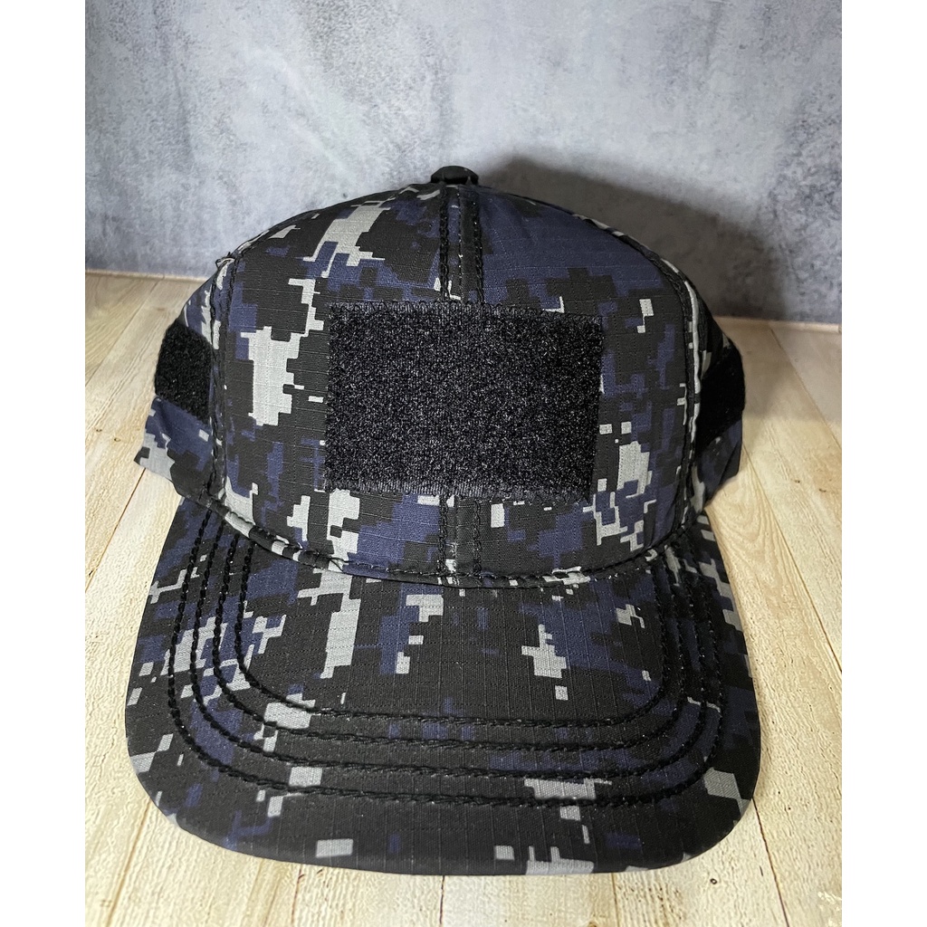 Topi Tactical Loreng Topi Velcro - Velcro Loreng Navy Seals Army Biru