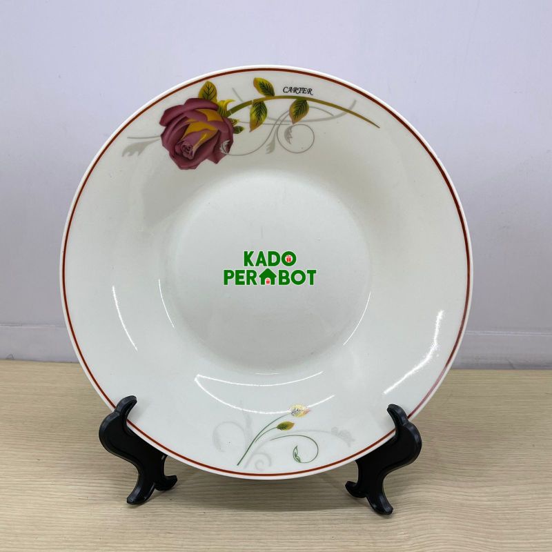 Piring keramik rose carter 9 - Piring Makan Kembang - Piring Makan Keramik Porcelain - Piring Kembang Cantik