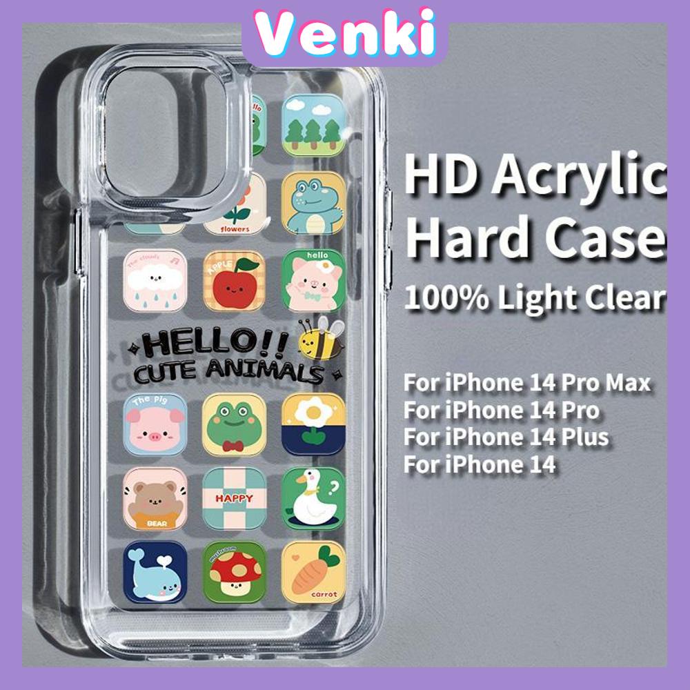 iPhone Case HD Acrylic Hard Case High Clear Metal Button Protection Camera Shockproof Cartoon Cute Compatible with iPhone 14 Pro Max 14 Plus 13 Pro Max 12 Pro Max 11 XR 7Plus