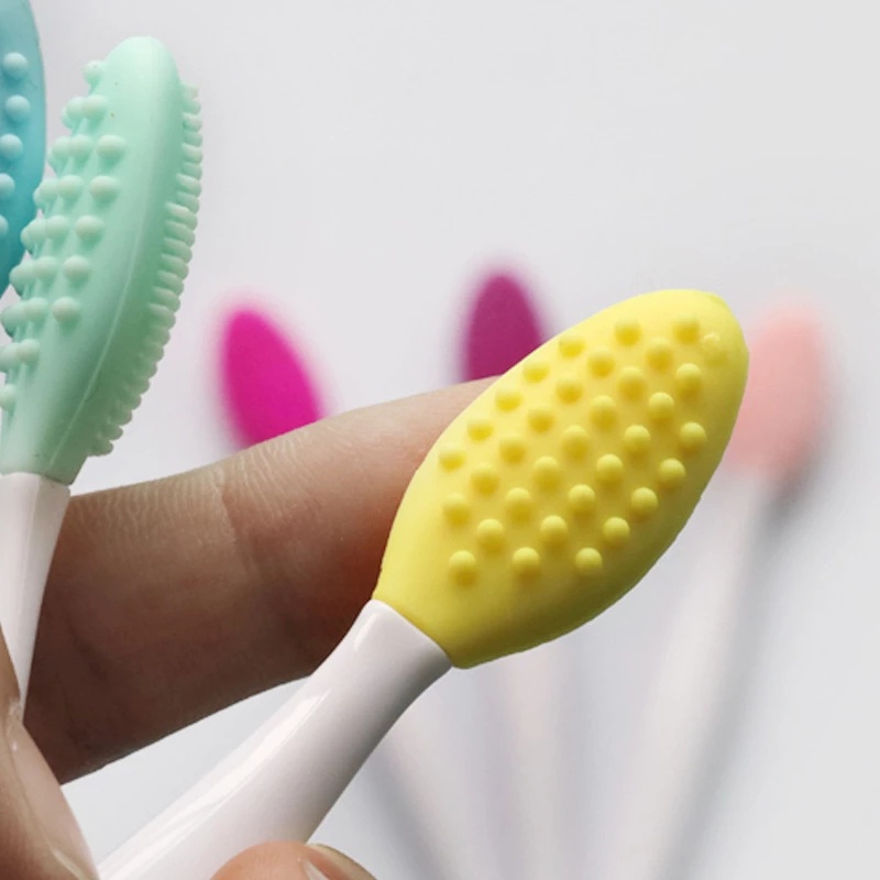 [1PC Random Color Double-sided Soft Silicone Exfoliating Nose Brush] [Beauty Skin Care Wash Face Silicone Brush ][Make up Tools]