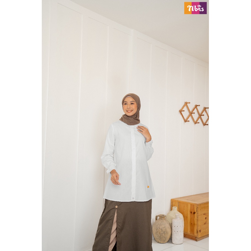 Nibras Atasan NA 47 Bahan Cordova Solid Kemeja Wanita Muslimah Simple Polos Formal OOTD