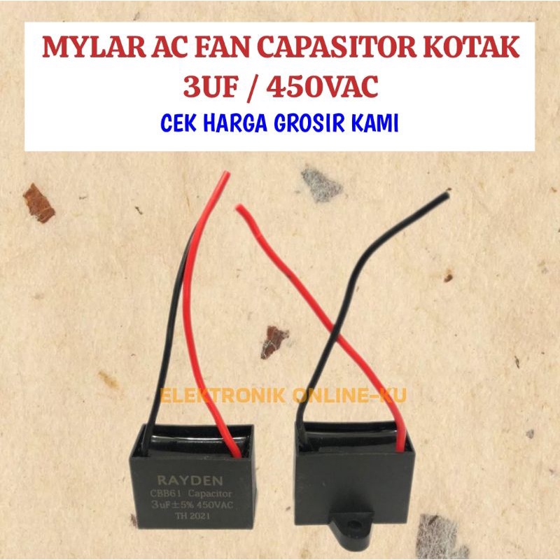 CAPASITOR FAN 3UF KAPASITOR KOTAK 3UF AC KIPAS 400VAC 450VAC