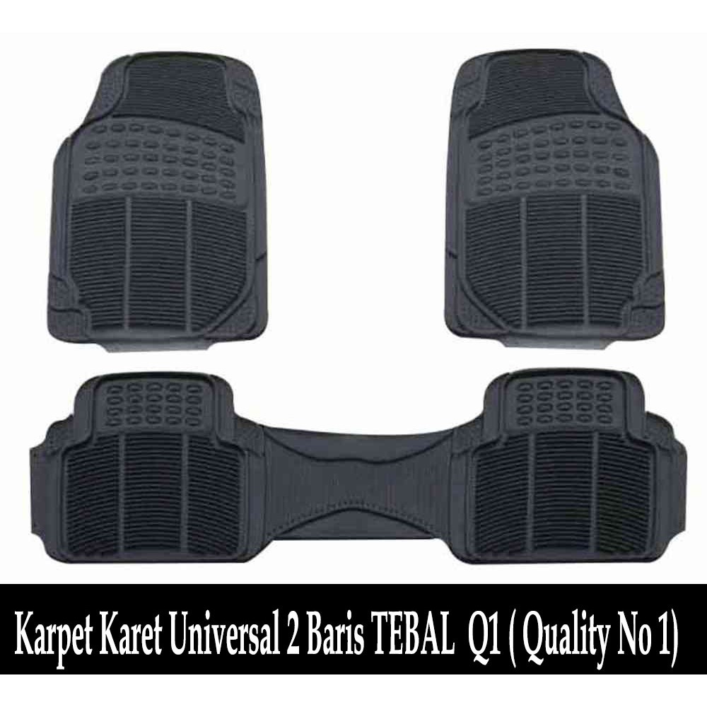 Karpet Karet Mobil Universal 2 Baris Hitam Q1 Kualitas Terbaik