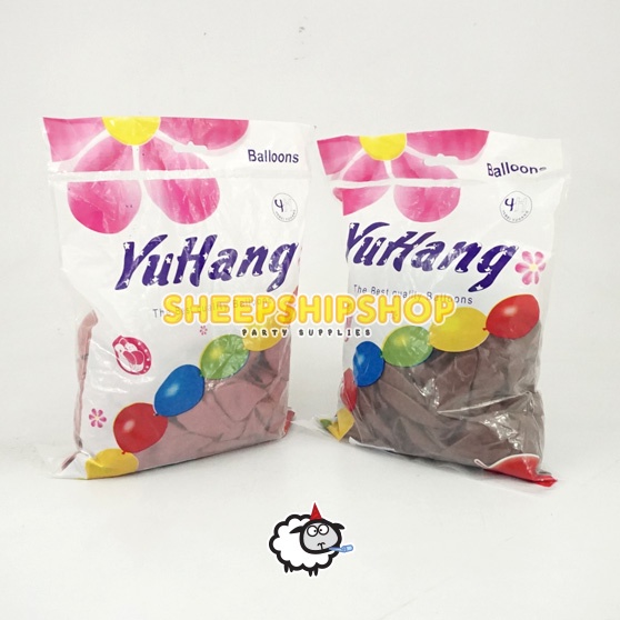 Termurah GROSIR BALON LATEX RETRO YUHANG 12 INCH Dark Rose / Coklat Tua / Hijau Tentara Army Green