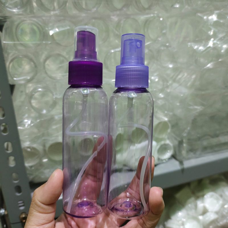 BOTOL PET 100 ML UNGU NATURAL TUTUP SPRAY VARIAN WARNA WARNI