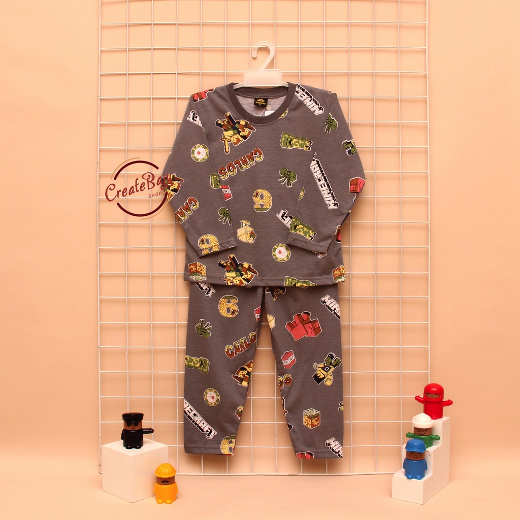 PIYAMA KAOS ANAK LAKI 1-7 TAHUN MINECRAFT BAJU TIDUR ANAK LENGAN PANJANG TERMURAH