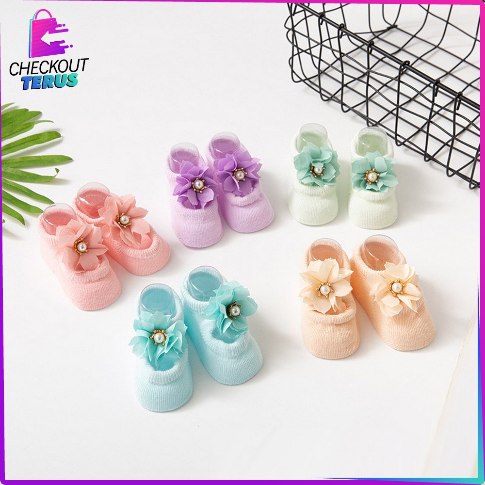 CT P212 Kaos Kaki Pendek Bayi Cewek 3IN1 Motif Renda Bunga Pita Kaus Kaki Bahan Katun Anak Perempuan Lucu Dapat 3 Pasang Korean Style