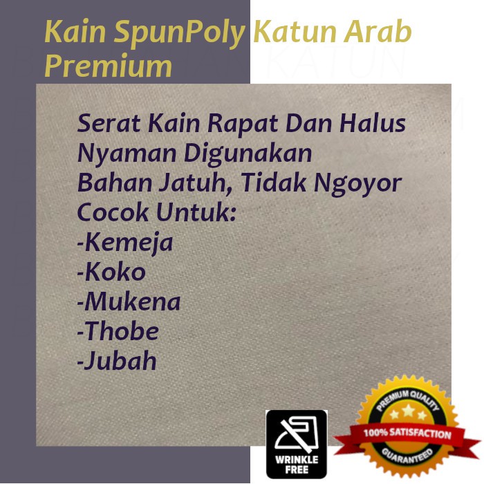 Kain SpunPoly KATUN ARAB Premium PUTIH Lebar 150CM