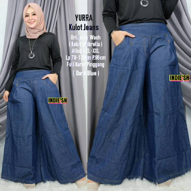 Yurra kullot jeans wash | celana wanita kulot jeans wash | fashion solo