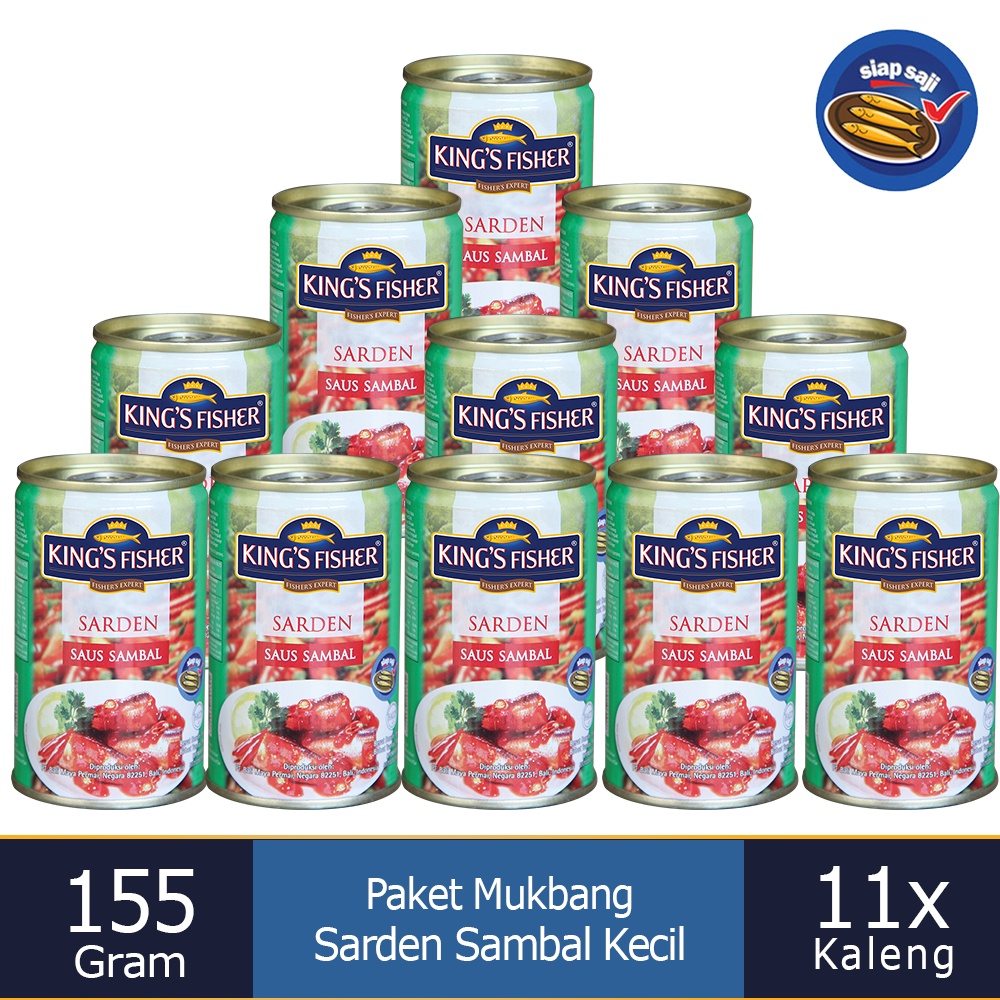 

Paket Mukbang 11 pcs King's Fisher Sarden mini saus sambal Makanan Kaleng 155g kings fisher