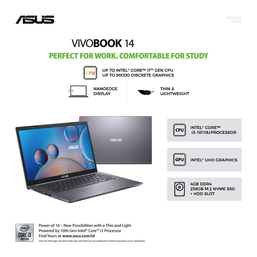 ASUS VivoBook A416FA-FHD324 - Slate Grey [Intel® Core™ i3-10110U / Intel® HD Graphics 520 / 4GB / SS