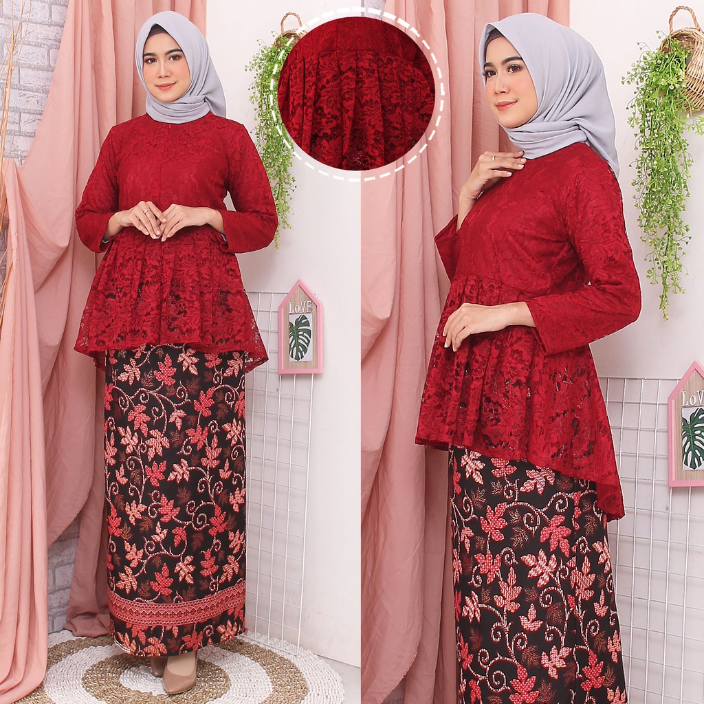 Setelan Babydoll Busui Kebaya (6 warna) Brukat Corneli Tulang Best Seller !