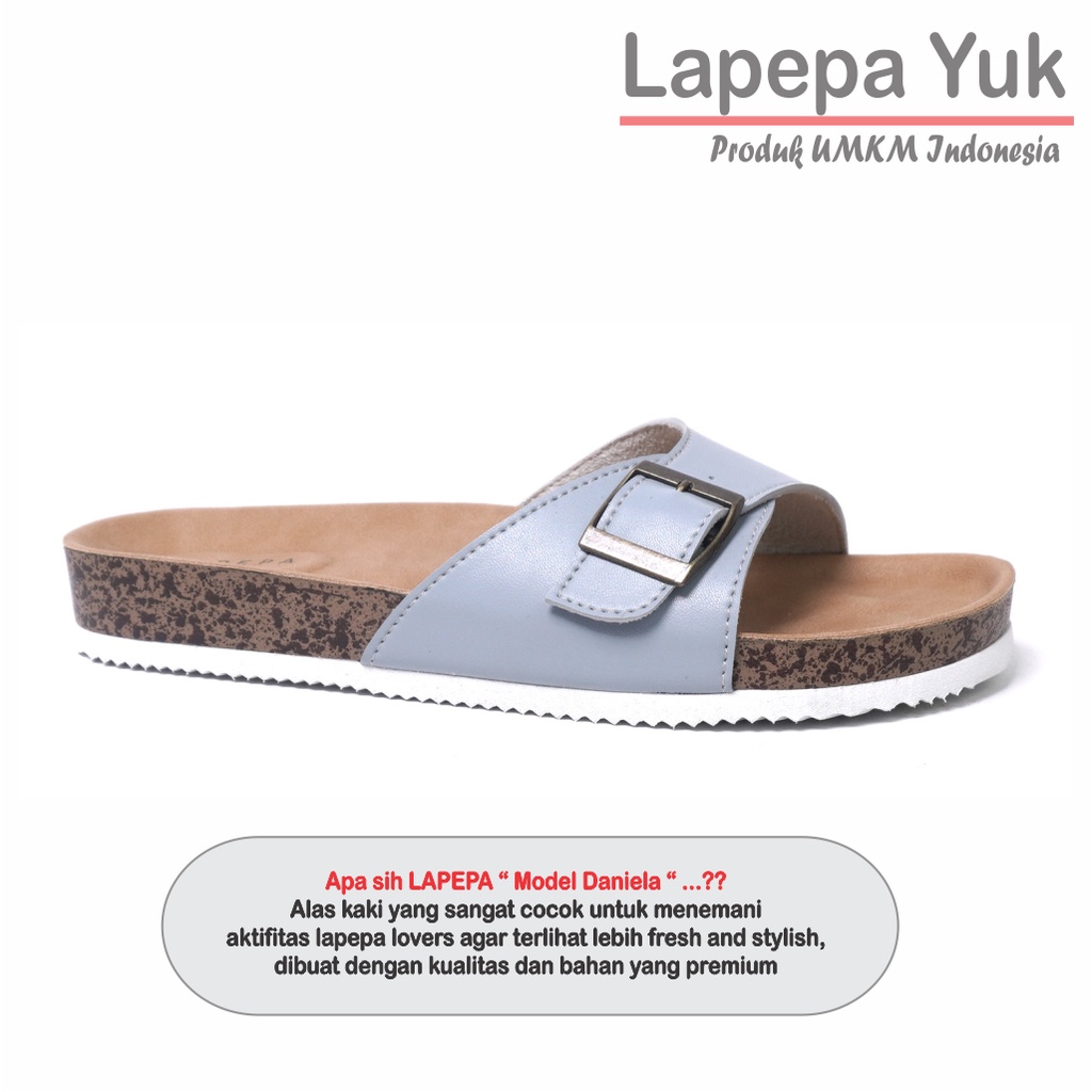 LAPEPA YUK - Sandal Wanita Casual Model Birken Sol Puyuh DANIELA ALL COLOR Sendal Cewek Sol Kulit Santai Singgle Strap Gesper Empuk Warna Black Hitam Putih Sandal Perempuan Selop Anti Slip Premium Original Kekinian Terbaru Shoes ORI Mall Official Store