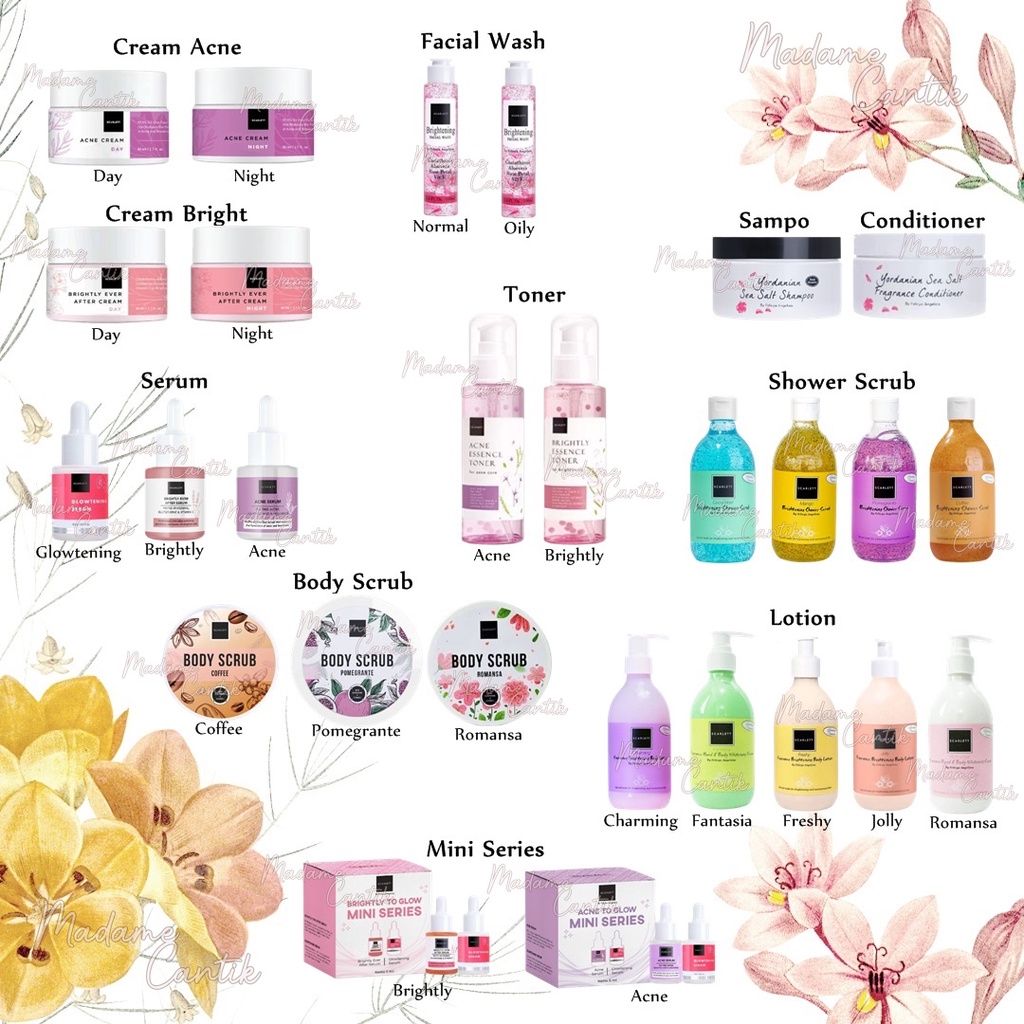 ✿ MADAME ✿ SCARLETT WHITENING LOTION BODY SHOWER SCRUB SERUM FACIAL WASH SHAMPO CONDI ORIGINAL