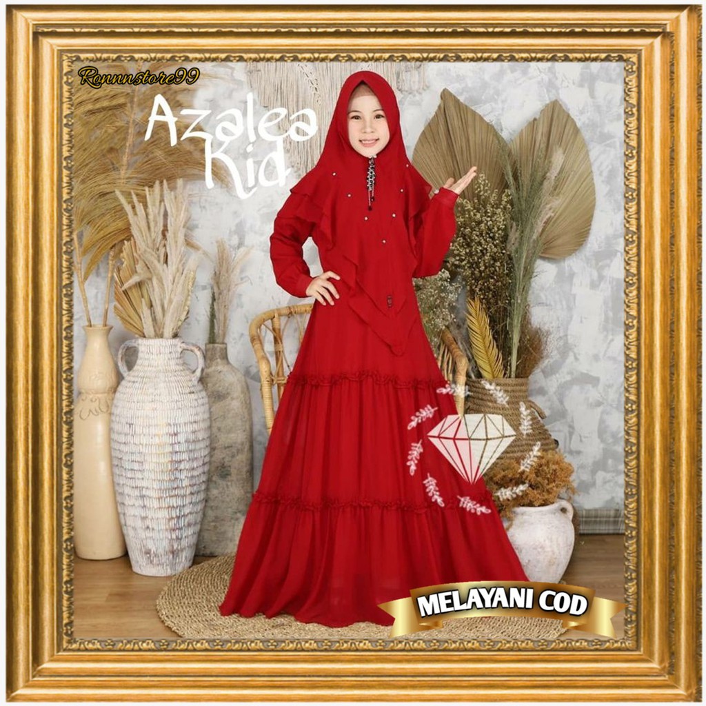 Baju Gamis Syari Anak Perempuan Umur 9 10 11 12 Tahun Terbaru 2021 Azela Bahan Moscrepe Free Bergo