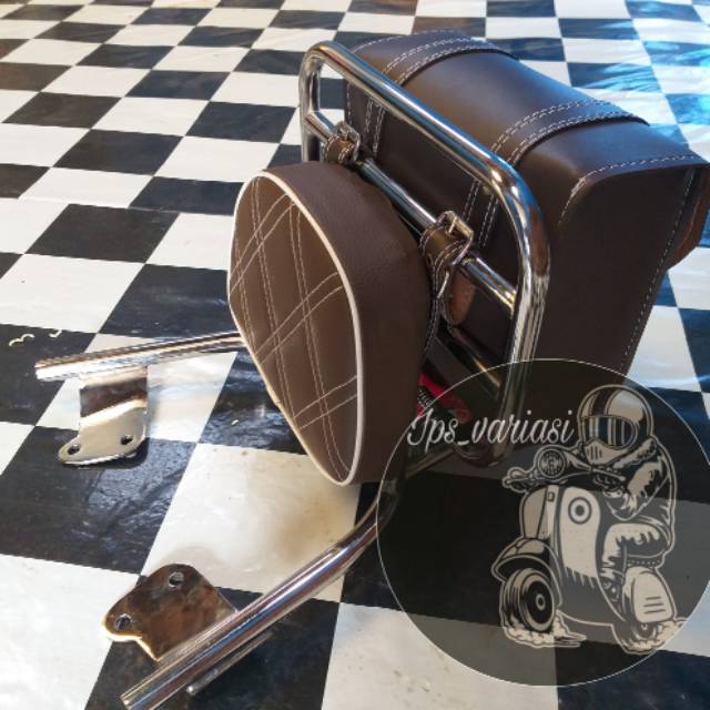 Back rack scoopy sandaran scoopy bantalan plus tas model klasik retro