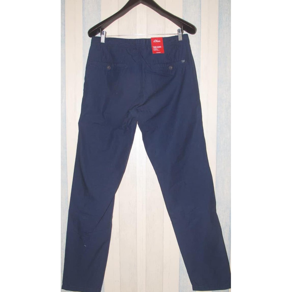 nm1k celana chino pria s.oliver tubx regular fit original 100% - navy, 32 jla6