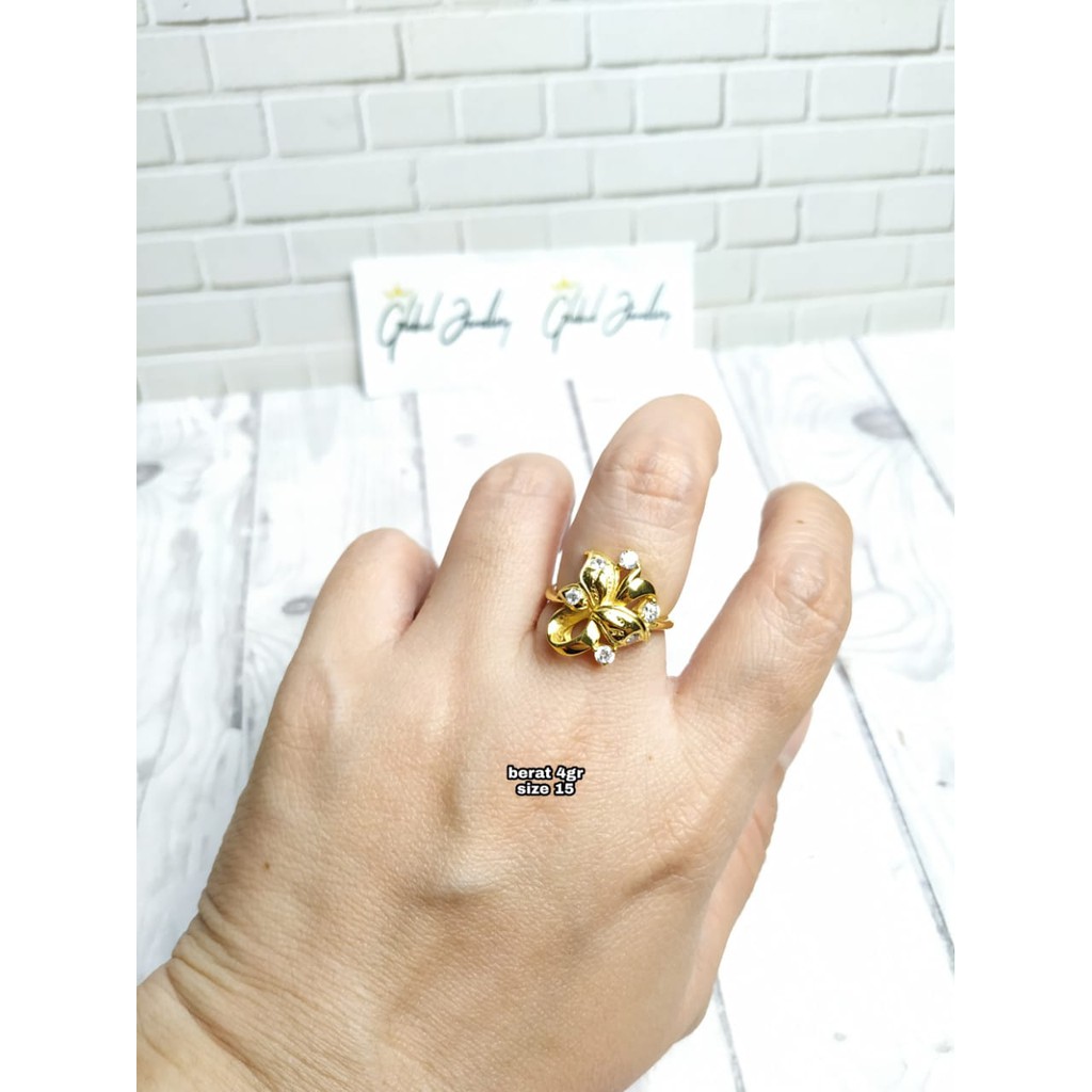 CINCIN BUNGA PITA MATA GOLD PERAK ASLI S925 GLOBAL JEWELLERY CH051