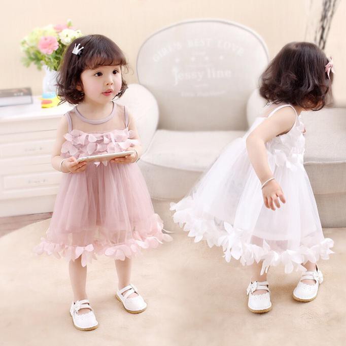 GAUN PESTA BAYI BALITA IMPORT DRESS BAJU ULANG TAHUN ANAK PEREMPUAN - 10-12 bulan, Putih