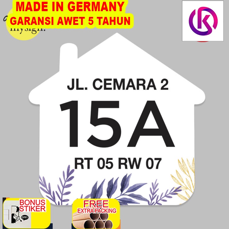 

Promo Custom Nomor Rumah Akrilik Motif Daun UV Print | Plat Nomor Rumah