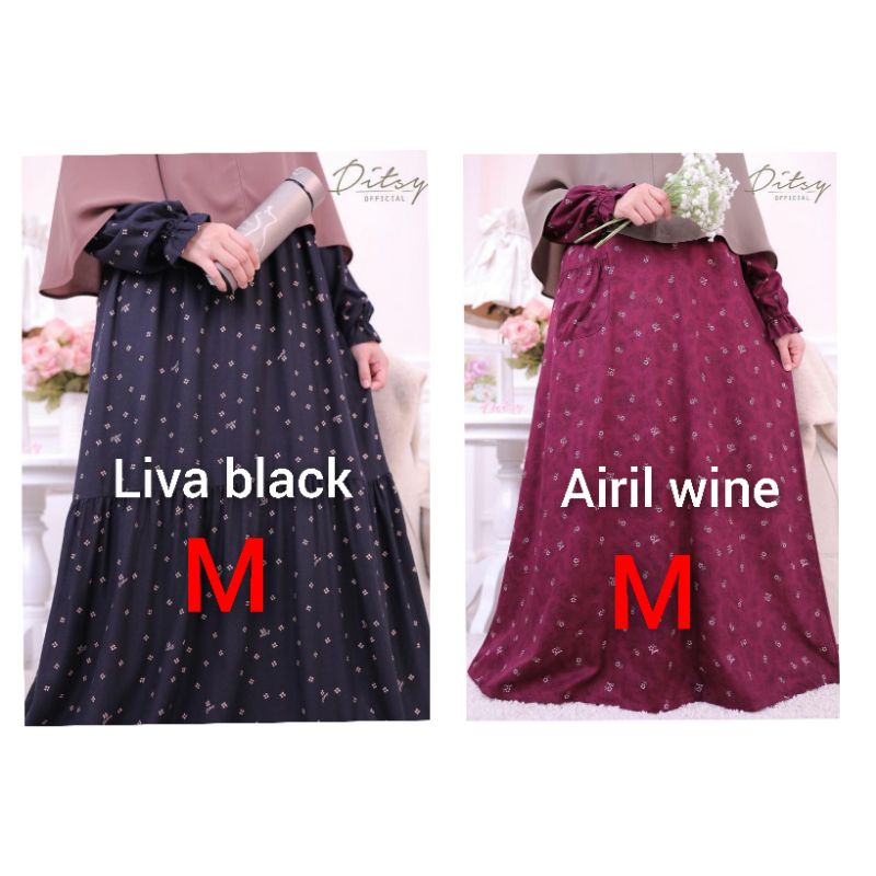 Ready  Dress Ditsy Nightgown April 2022, Ditsy liva black, Ditsy airil wine