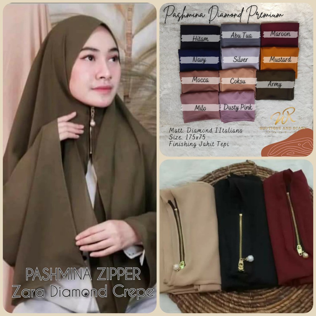 Pashmina Zipper Resleting Instan / Pasmina Zipper Instan