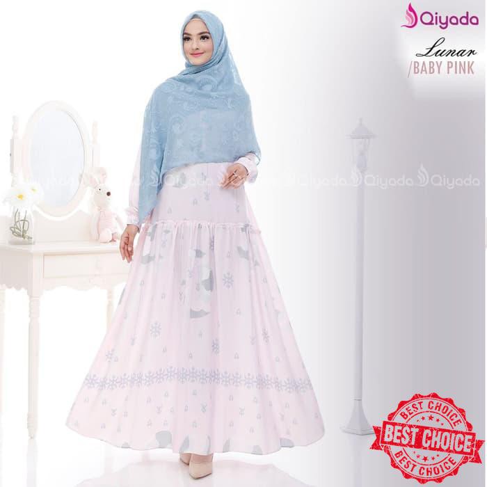 PROMO TERBARU Gamis Qiyada Lunar Baby Pink baju muslim wanita baju m