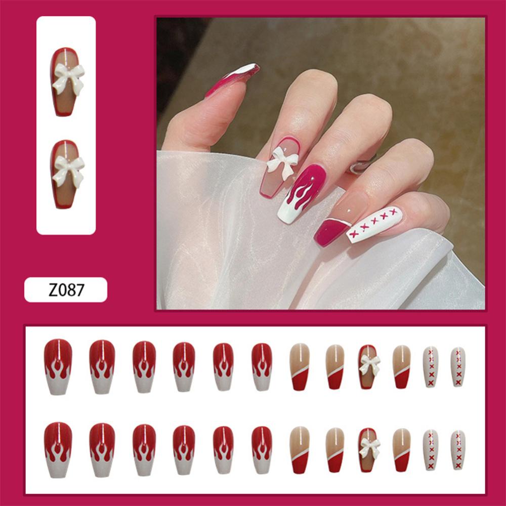 Timekey 24pcs / set Kuku Palsu Bisa Dilepas Untuk Aksesoris Nail Art / Manicure A3K2