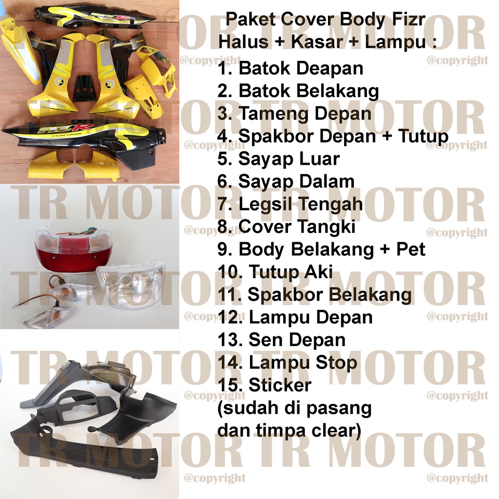 Cover Body Fizr F1zr Caltex Kuning Hitam Full Set Halus Cover Bodi Yamaha Fiz r