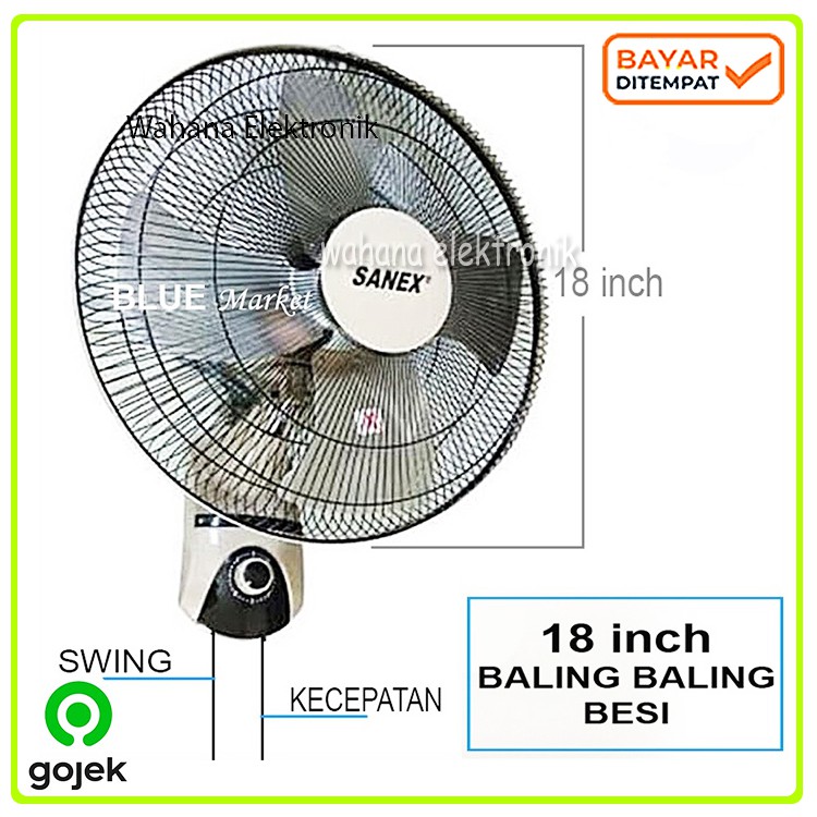 Sanex WF 1878 Kipas Angin Dinding / Tornado Besi / Wall Fan Sanex 18 inch