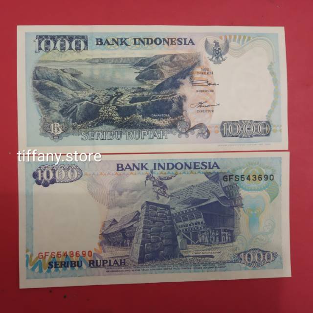 UANG KUNO RP 1000 LOMPAT BATU / DANAU TOBA TAHUN 1992