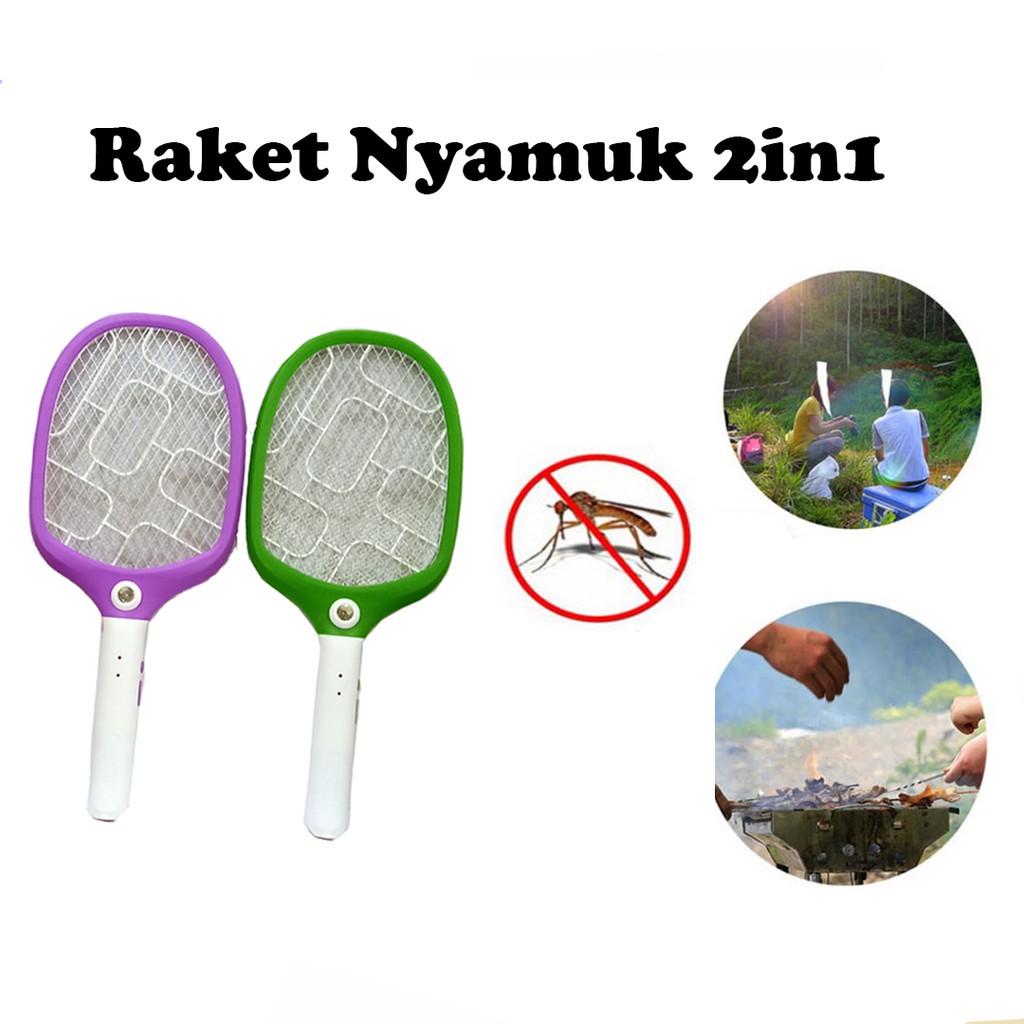 Raket Nyamuk 2in1 Mosquito Swatter Racket Led Rechargeable Raket Pembasmi Nyamuk