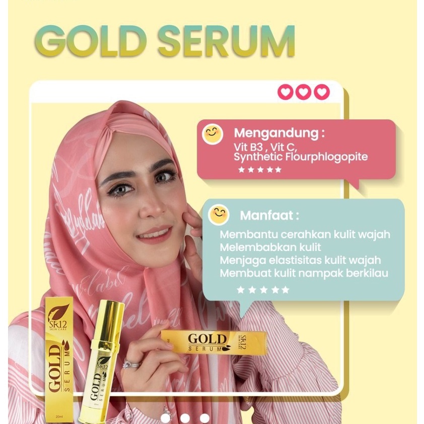 SR12 Gold Serum Wajah 20ml GMP BPOM Anti-Aging Mencerahkan Melembabkan Menjaga Elastisitas Kulit Wajah