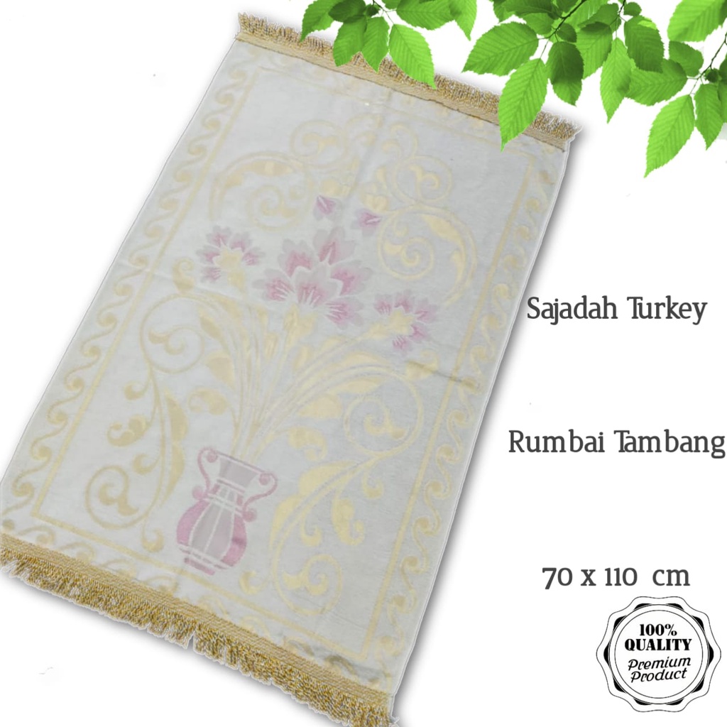 Sajadah Turki Gold Premium Rumbai Tambang Lembut /Harga Grosir/Kameh