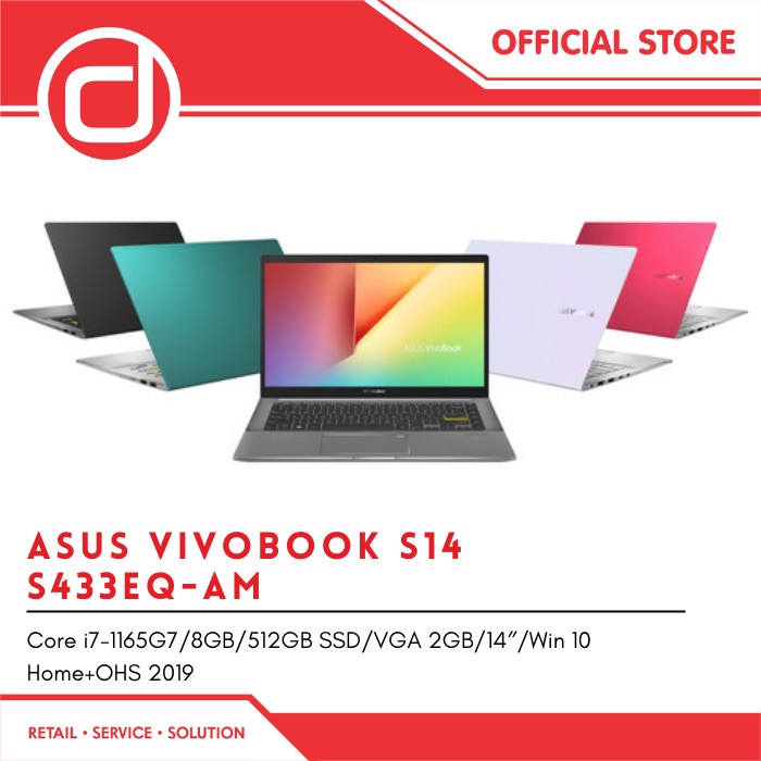 Asus VivoBook S14 S433EQ-AM[i7-1165G7/RAM 8/SSD512/VGA 2/W10+OHS]