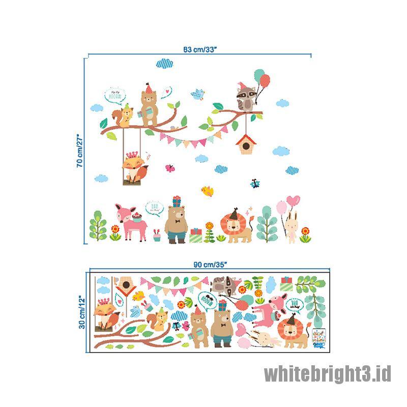 ❤White3 Warna Putih❤ Stiker Dinding Desain Hutan Binatang Hutan Untuk Dekorasi Natal