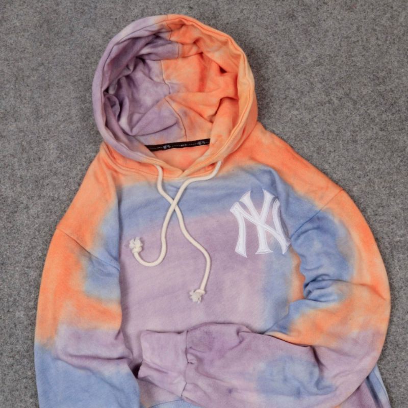 SWEATER HOODIE NY MLB TYE DYE BORDIR AUTHENTIC PREMIUM