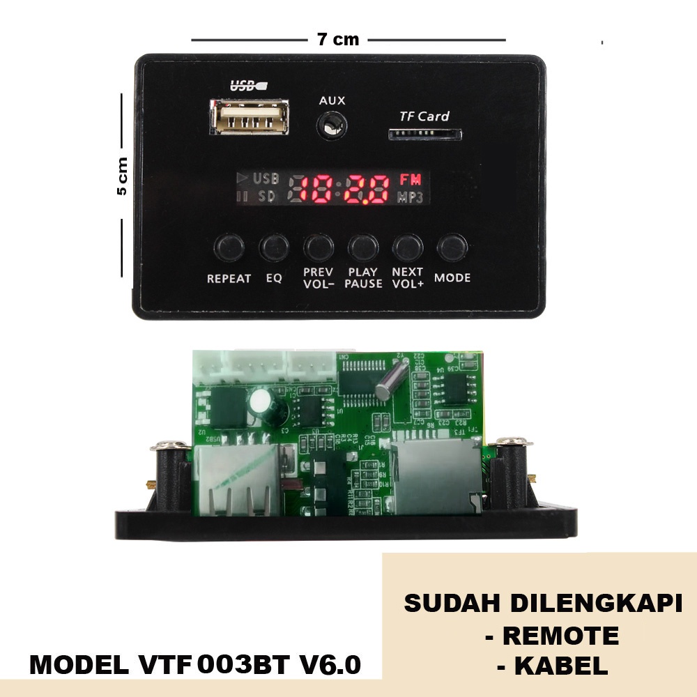 Modul MP3 decorder TF USB AUX RadioFM