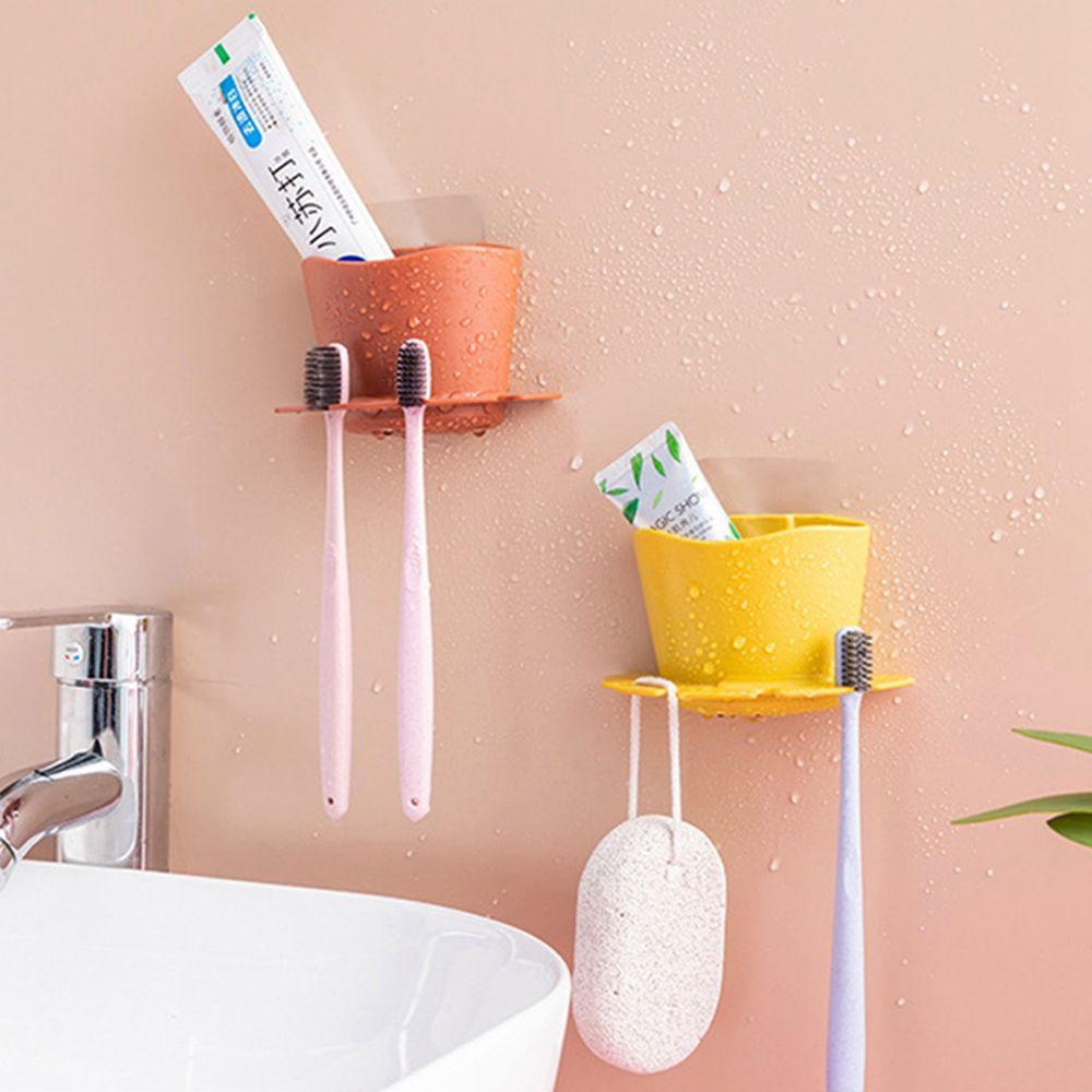 【 ELEGANT 】 Tempat Sikat Gigi Rak Alat Cukur Tempel Dinding Plastik Tooth Brush Organizer