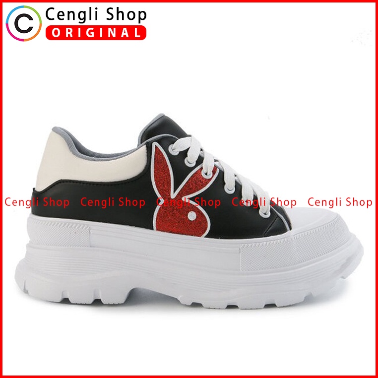 SEPATU SNEAKER PLAYBOY WANITA ORIGINAL CASUAL KETS BRANDED HITAM PLW20